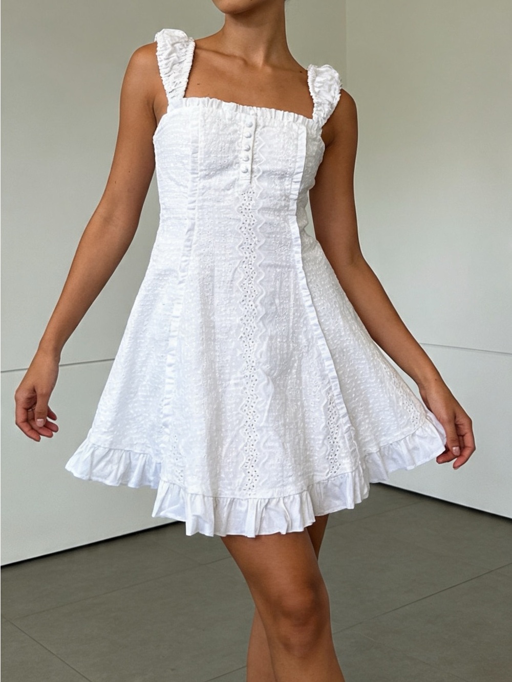 New White Eyelet Ruffle Sundress
